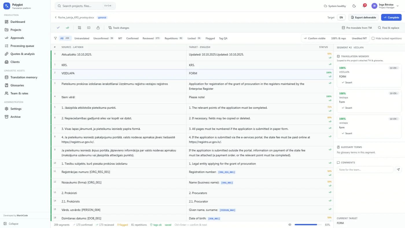 Polyglot: an AI platform for a translation agency where the AI never sees personal data