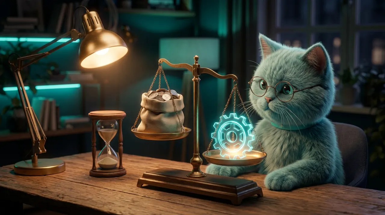 The studio's estimator cat: illustration for Automation ROI Calculator