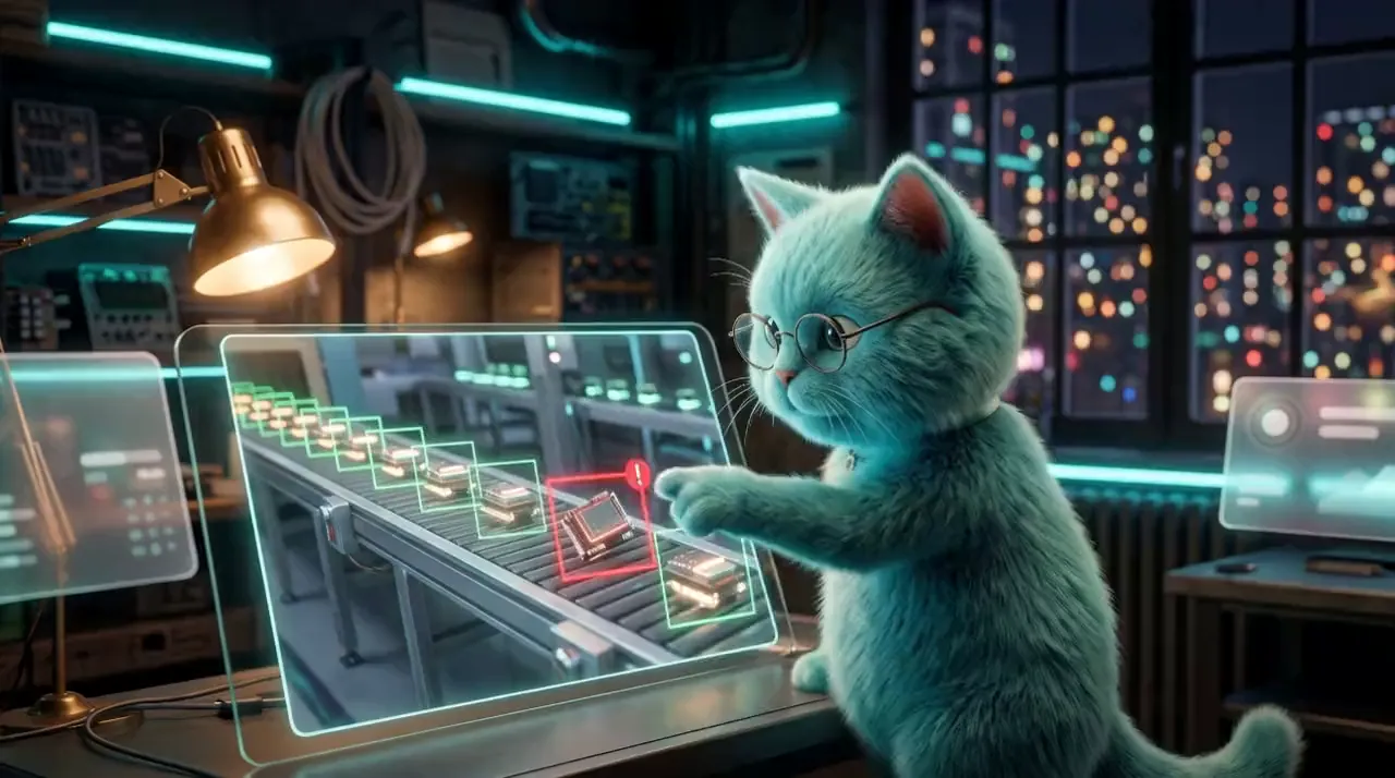 Custom Computer Vision for Manufacturing: a frame from the service page intro video